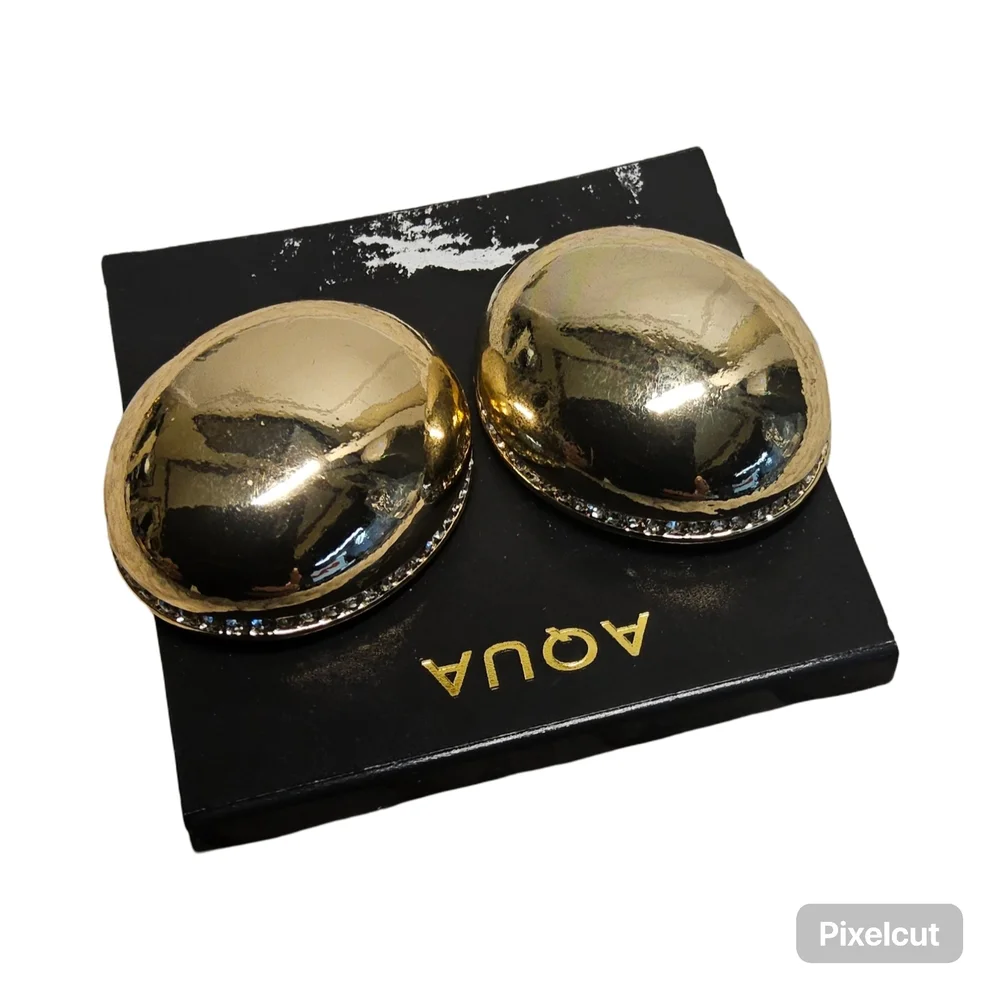 Aqua GoldTone Earrings with white accents